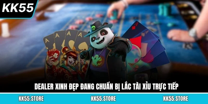 Dealer xinh đẹp đang chuẩn bị lắc Tài Xỉu trực tiếp